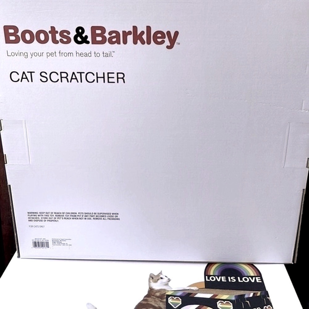 Boots & Barkley Rainbow Pride Love is Love Double Decker Cat Scratcher House Box - Picture 5 of 8